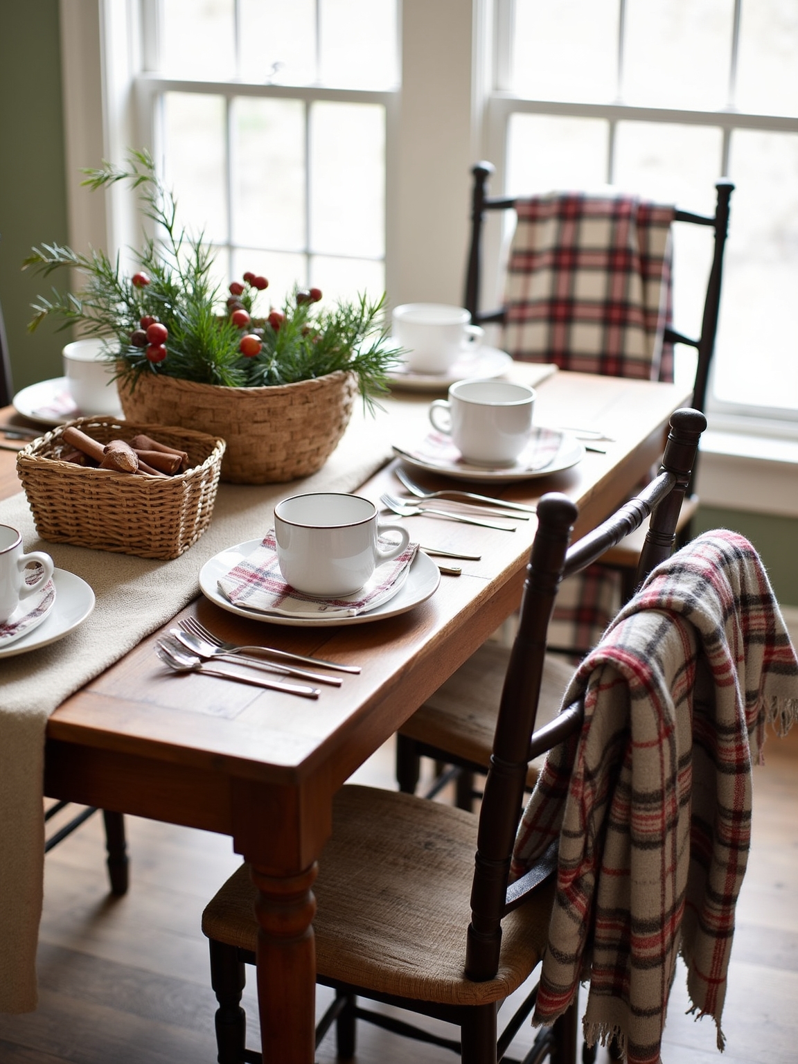 plaid and textured linens