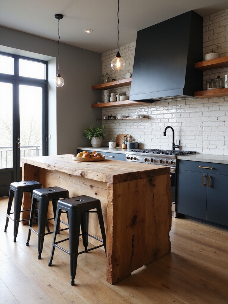 reclaimed wood matte metal warm stone