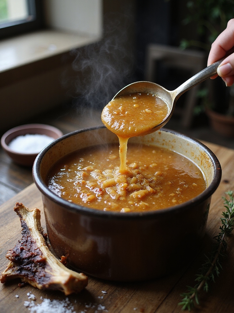 roasted bones simmered for gelatin