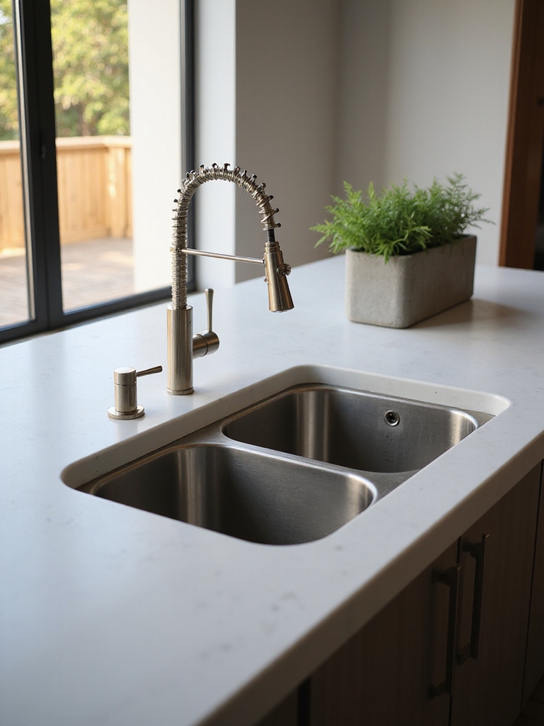roomy single bowl with drainboards