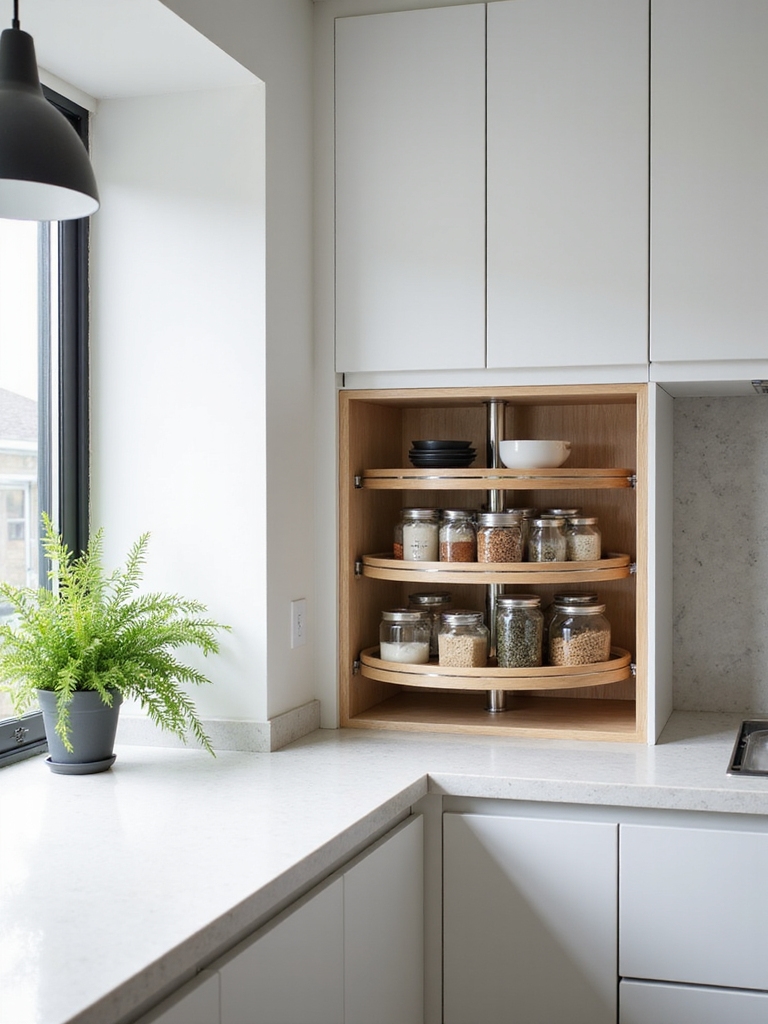 rotating corner pantry storage shelves