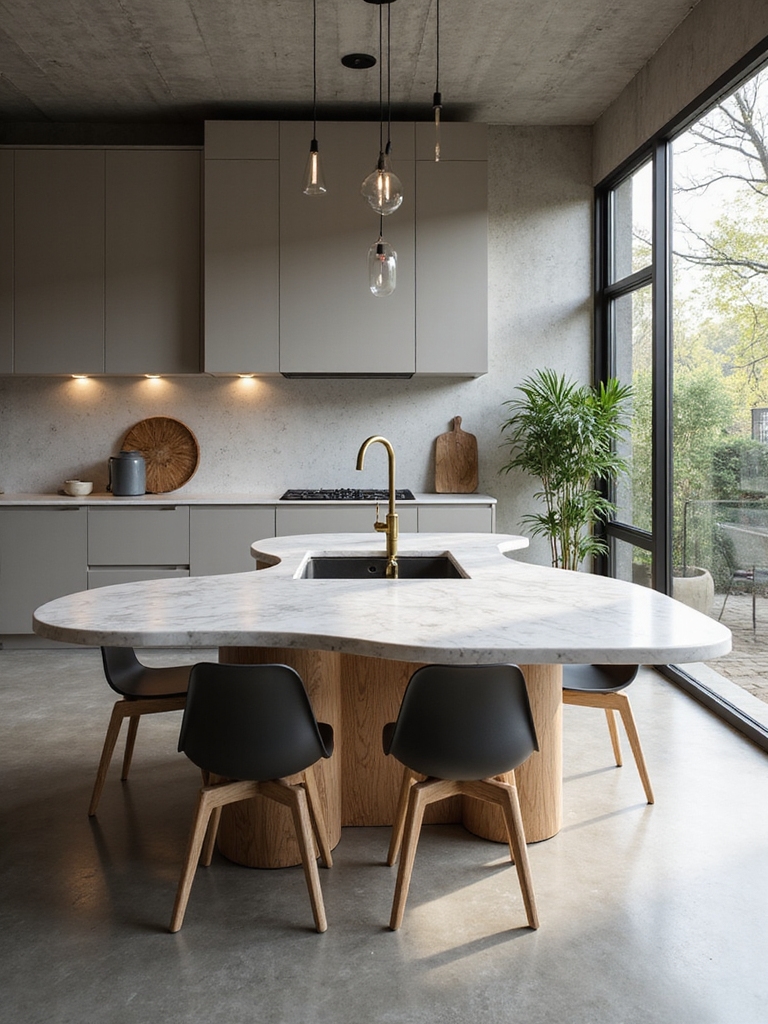 sculptural island dining centerpiece