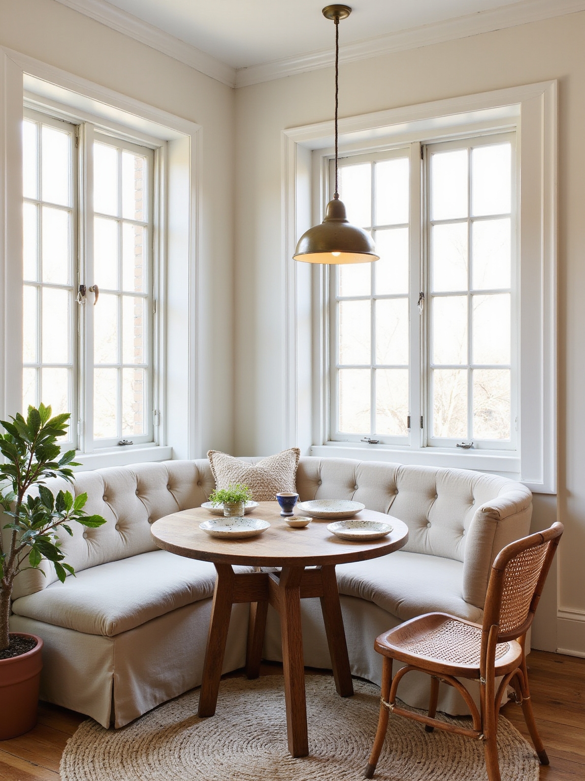 sheltered sunlit conversation corner