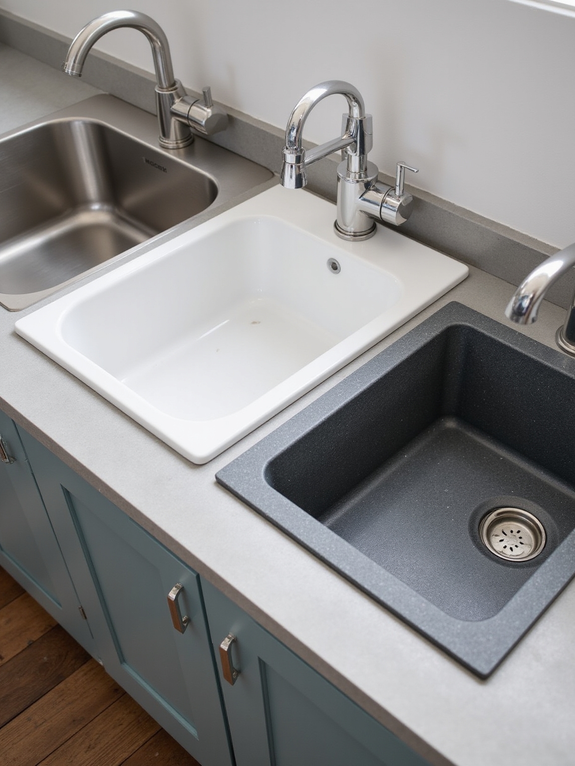 sink material comparison stainless fireclay