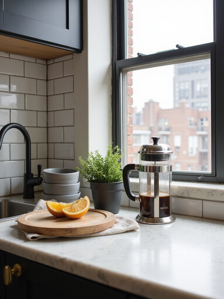 sleek urban kitchen countertop styling