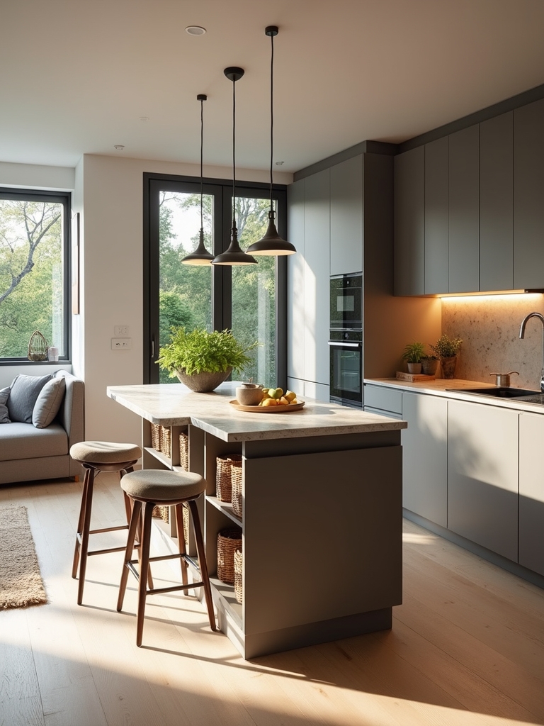 slim island storage seating