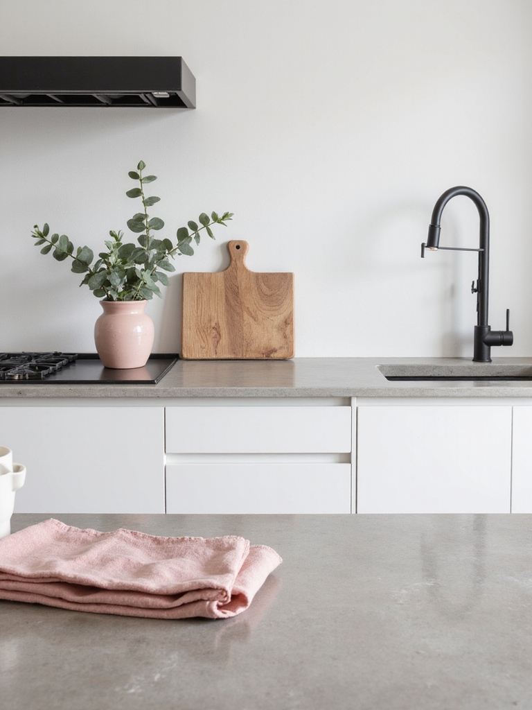 soft blush minimal kitchen accents