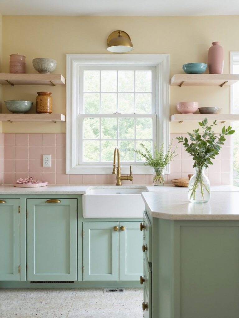 soft pastel sage kitchen