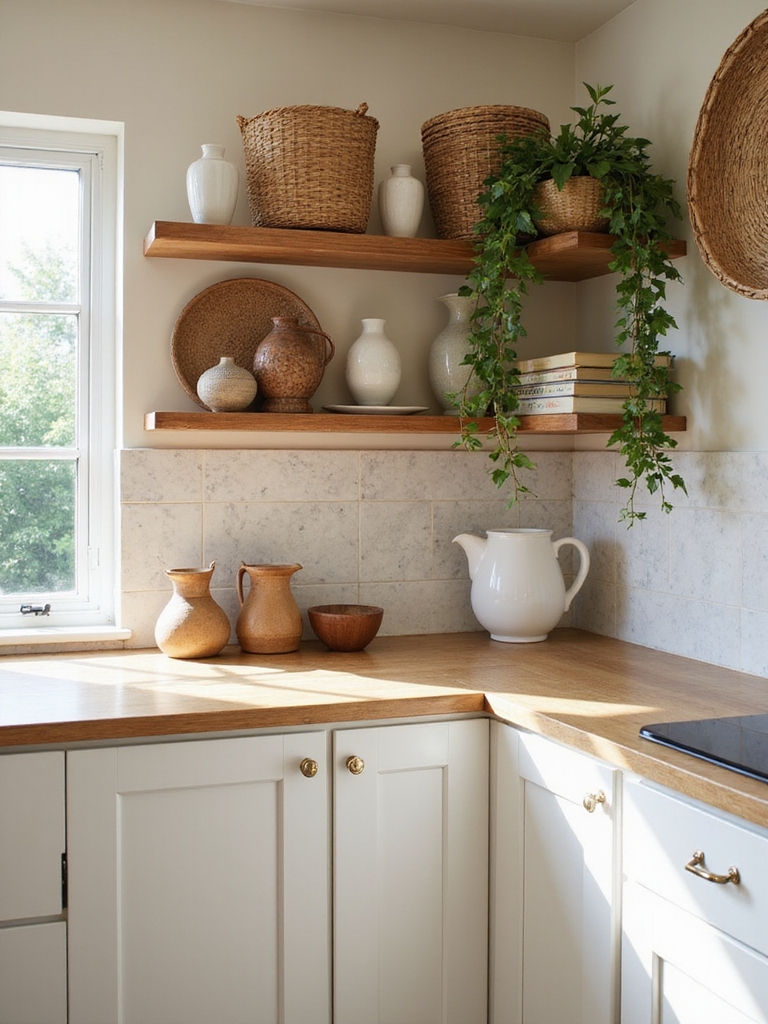 stylish layered cabinet top displays