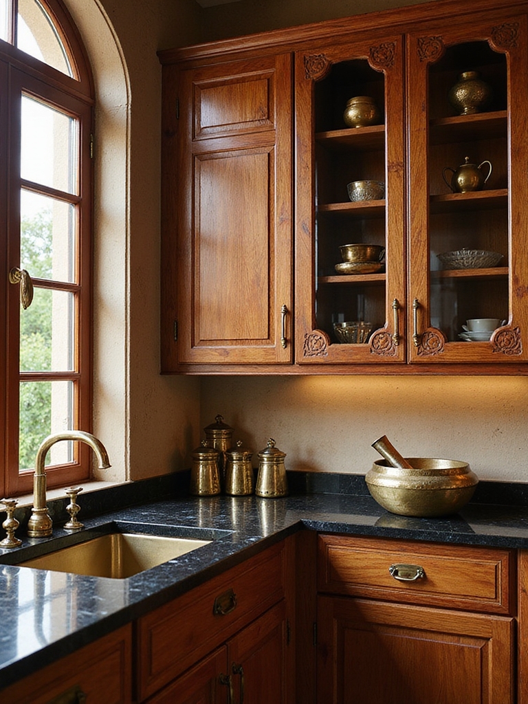 teak and rosewood cabinetry