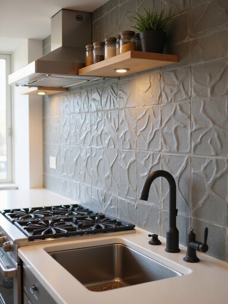textured tiles as backsplash