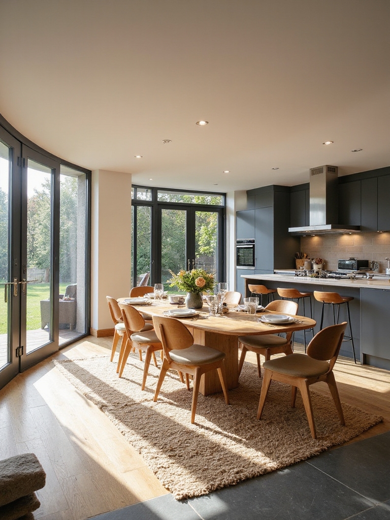 timber kitchen patterned dining rug