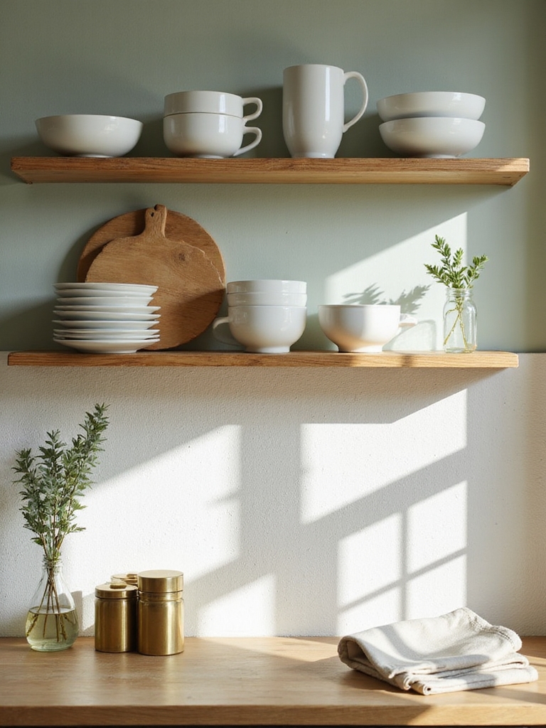 two tone shelves with accent