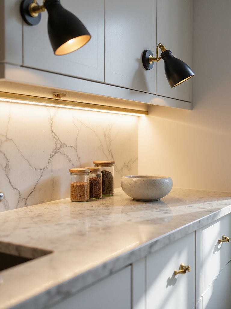 under cabinet and sconces