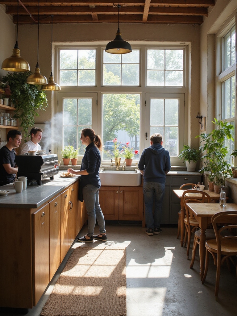 warm inviting open kitchen cafe