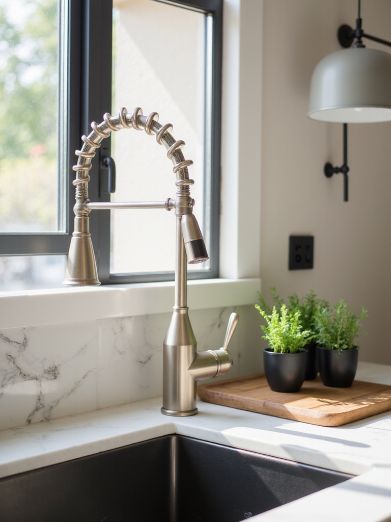 warm metal pot filler luxury