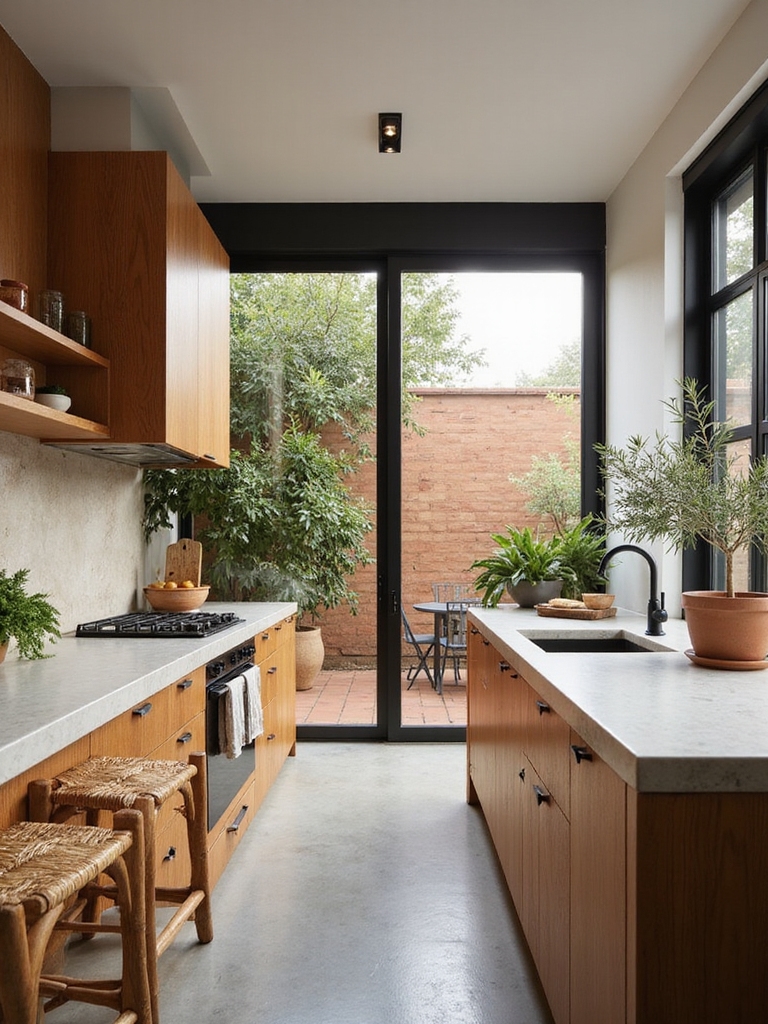 warm modern lived in kitchen