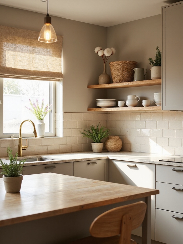 warm neutral anchored kitchen palette