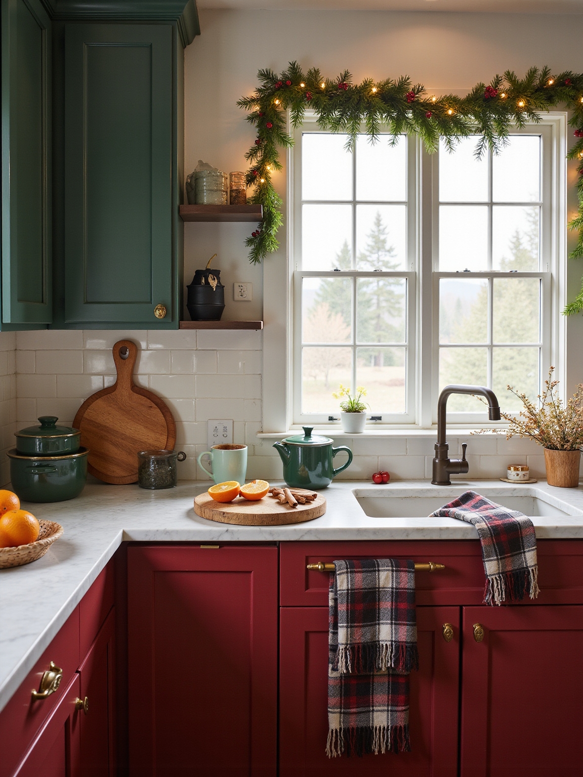 warm red green cream plaid