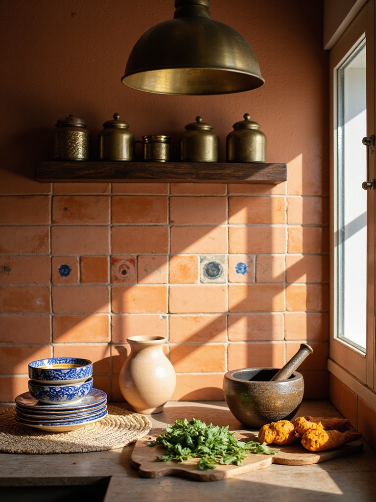 warm rustic indian kitchen details