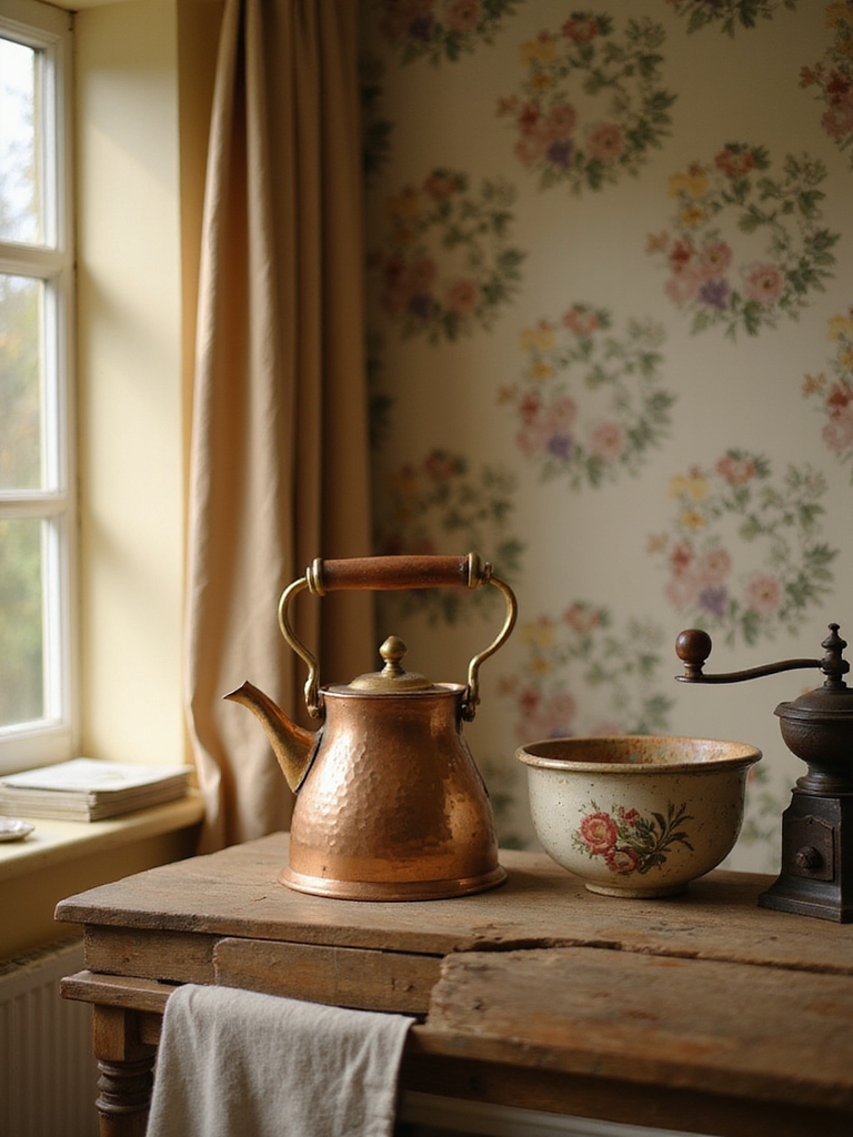 warm storied vintage kitchen pieces