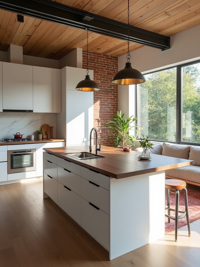 warm wood multifunctional kitchen island