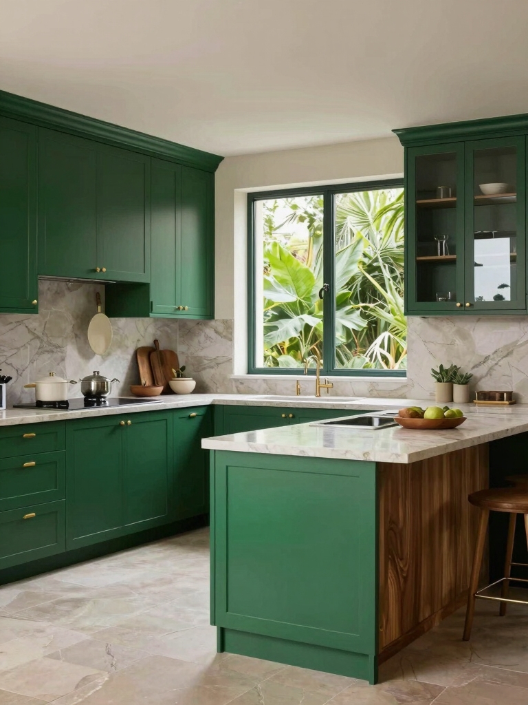 bold emerald cabinetry elegance