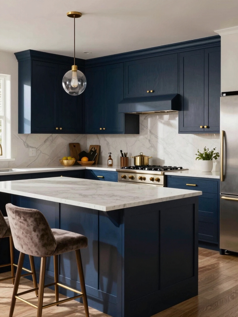 bold navy cabinet design