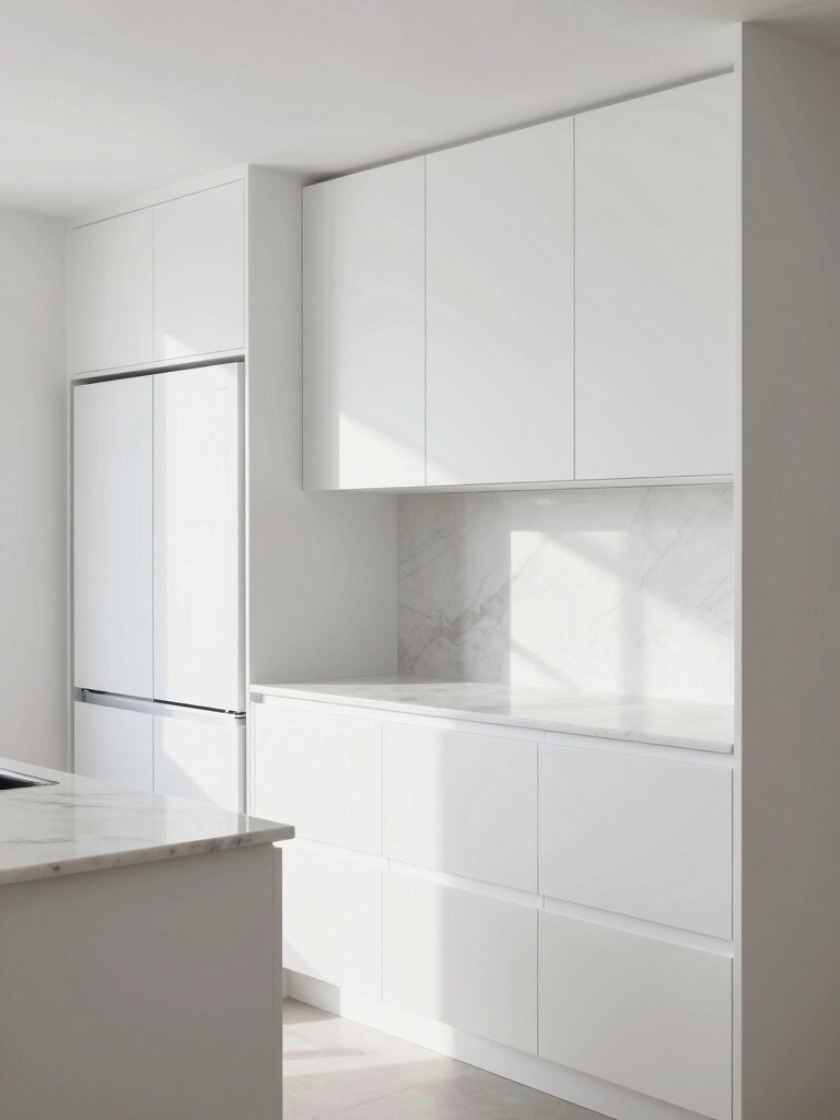 bright organized white cabinets