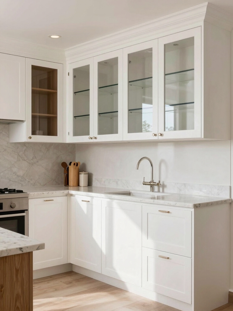 bright spacious glass cabinets