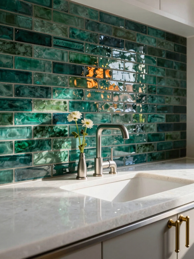 colorful backsplashes enhance white countertops