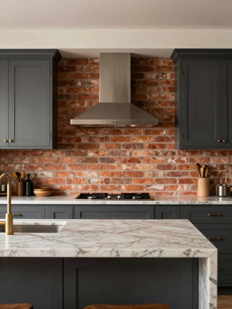 cozy elegant brick backsplashes