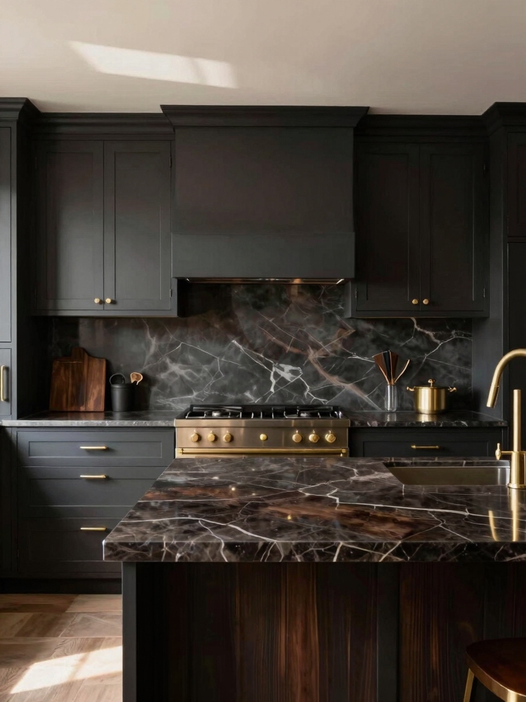 dark cabinets enhance aesthetics
