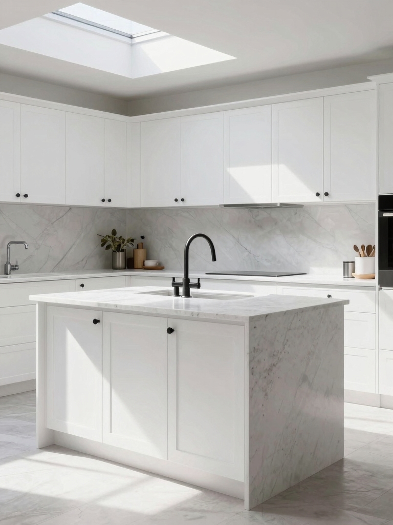 dramatic white kitchen designs