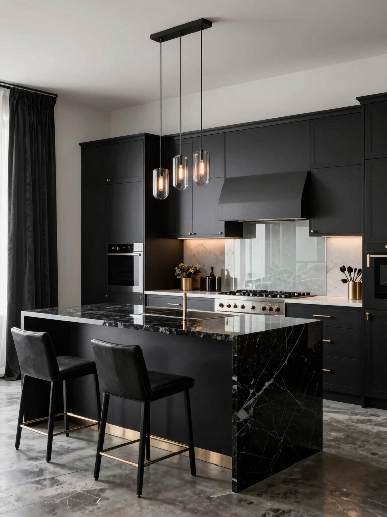 elegant black kitchen designs