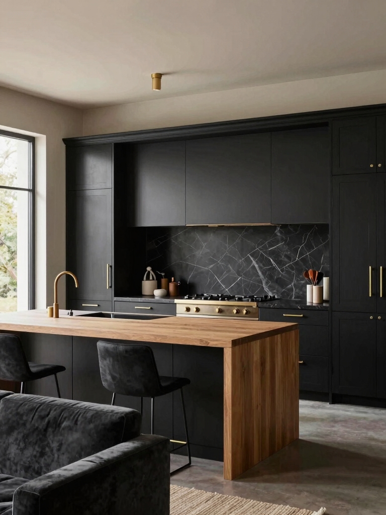 elegant black kitchen designs