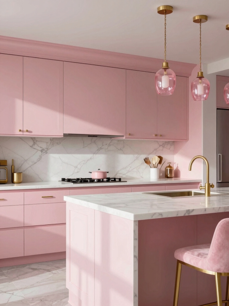elegant pink kitchen accents