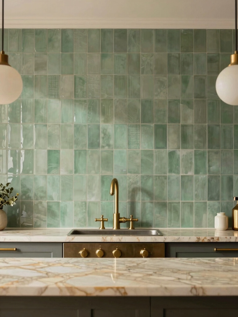 elegant sage green backsplashes