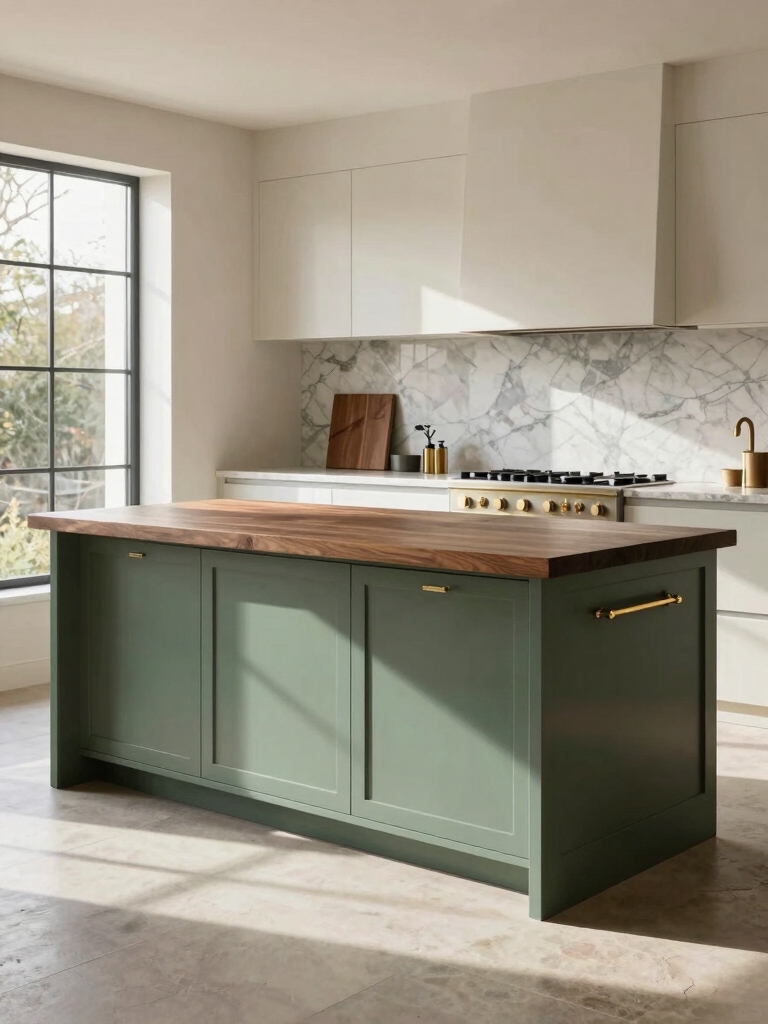 green kitchen islands trending