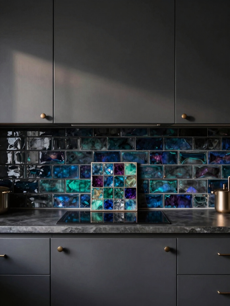 iridescent kitchen backsplash elegance