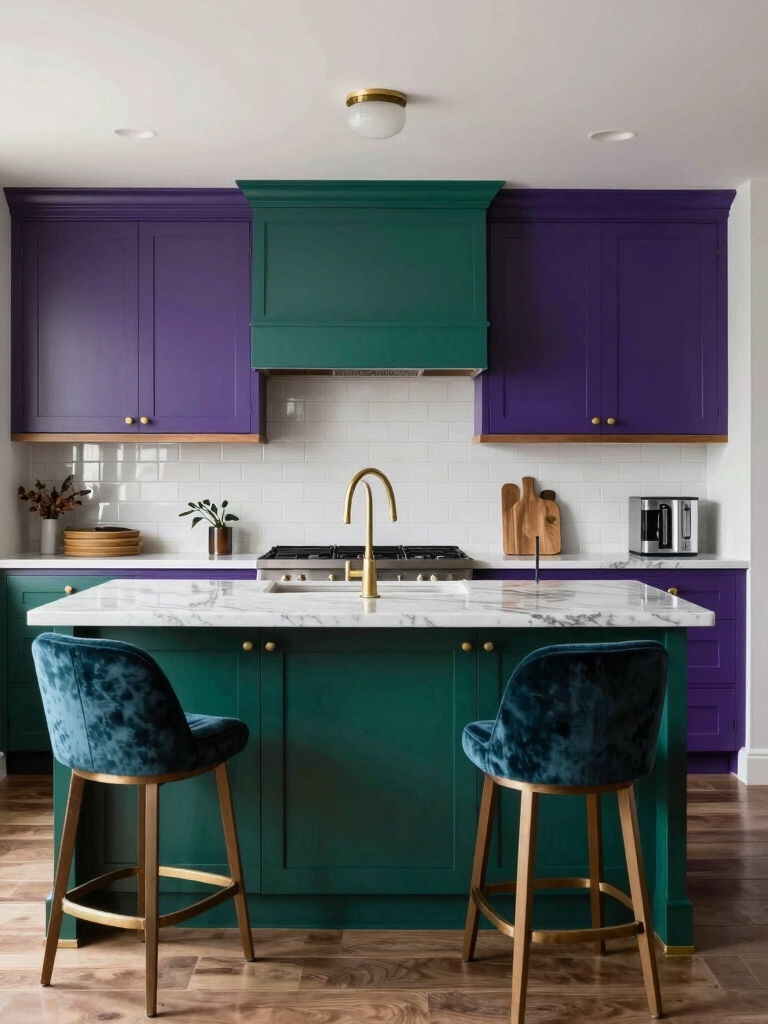 jewel tone cabinetry color accents