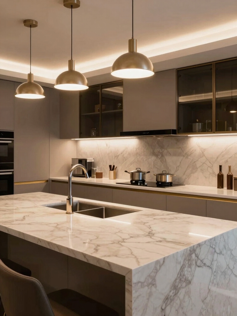 layered lighting for islands