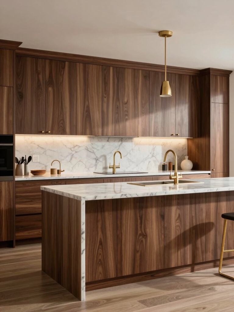 luxury walnut kitchen cabinets