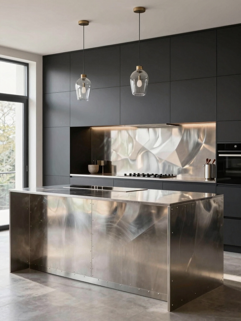 metal backsplashes enhance kitchens