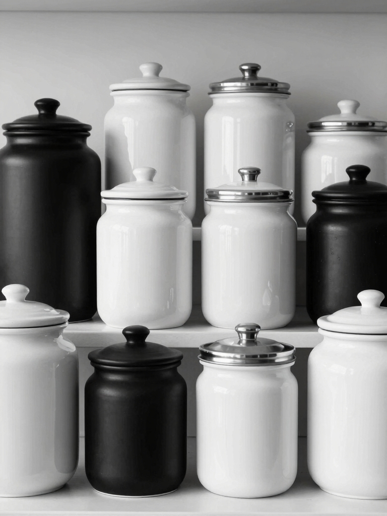 monochrome kitchen organization essentials