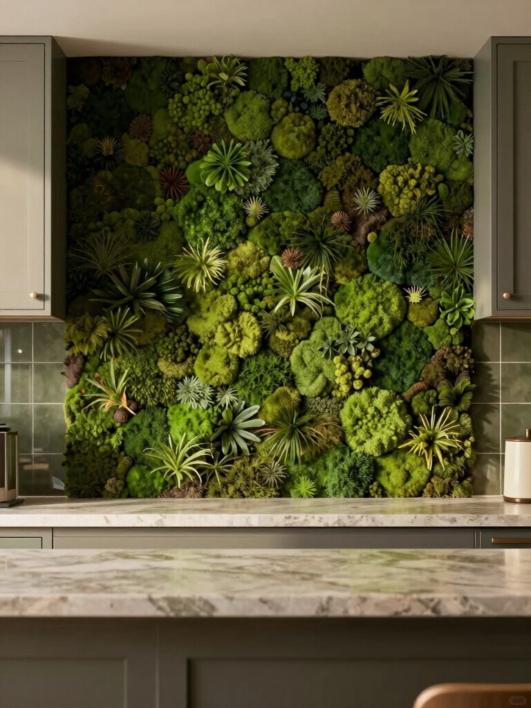 mossy textures enhance kitchens