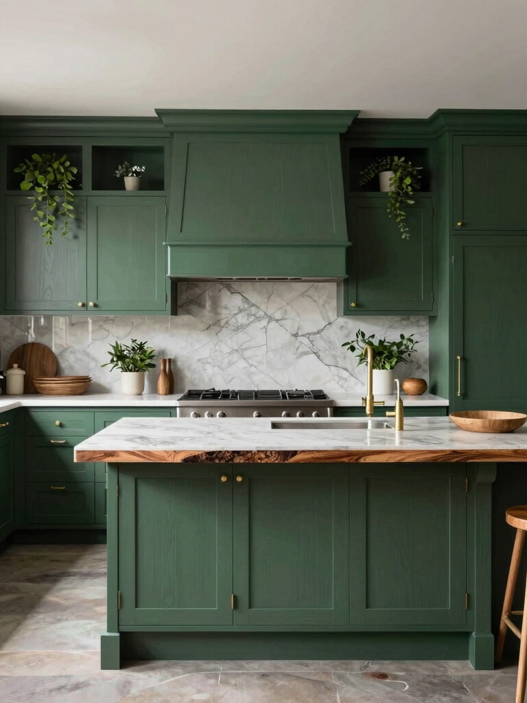 nature inspired green cabinetry