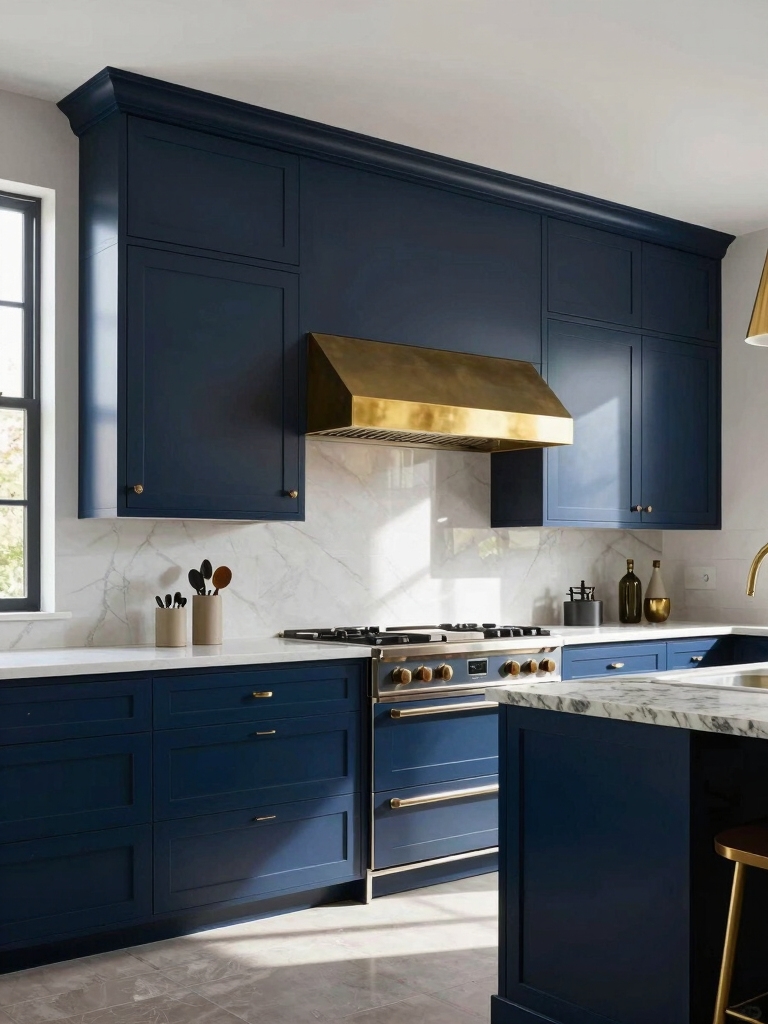 navy cabinets offer sophistication