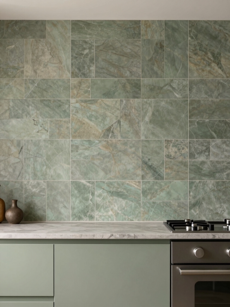 sage kitchen with textures