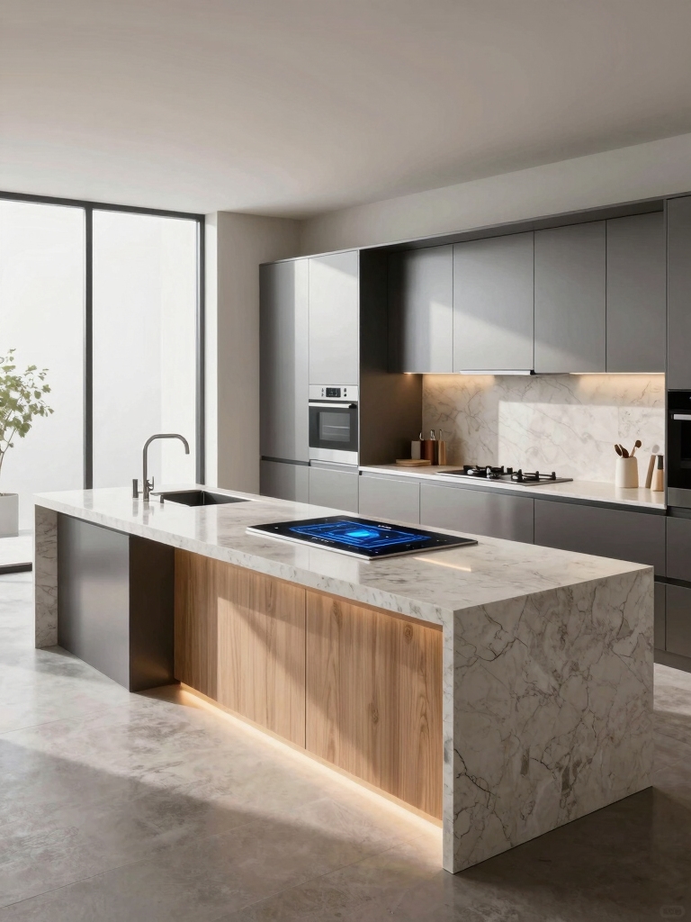 seamless tech integrated island design